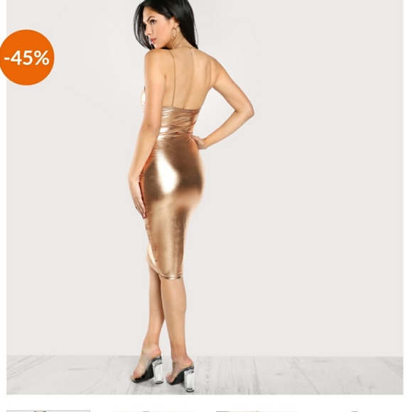 Metallic gold midi dress - Picture 3 of 6